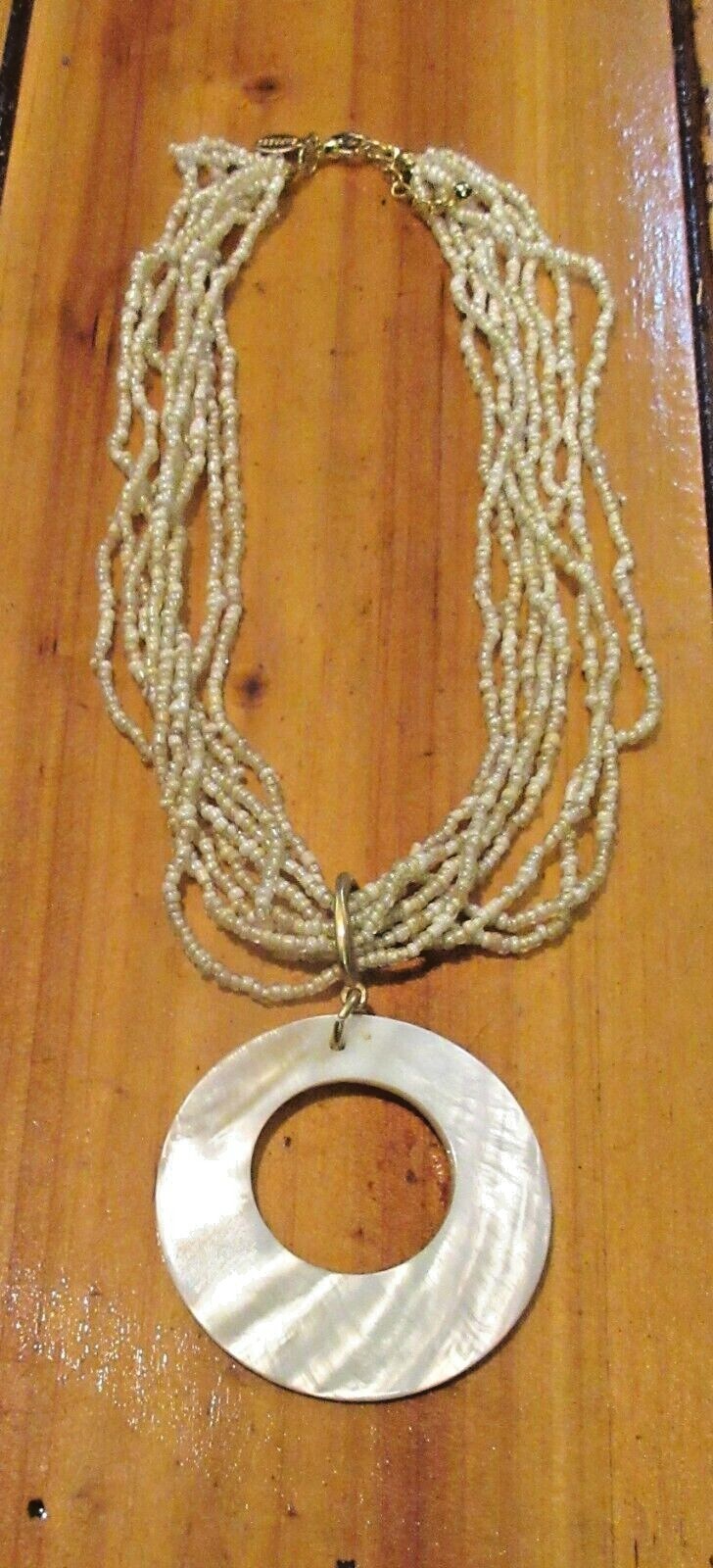 17" EXPRESS bead multi strand chunky SHELL PENDAN… - image 2