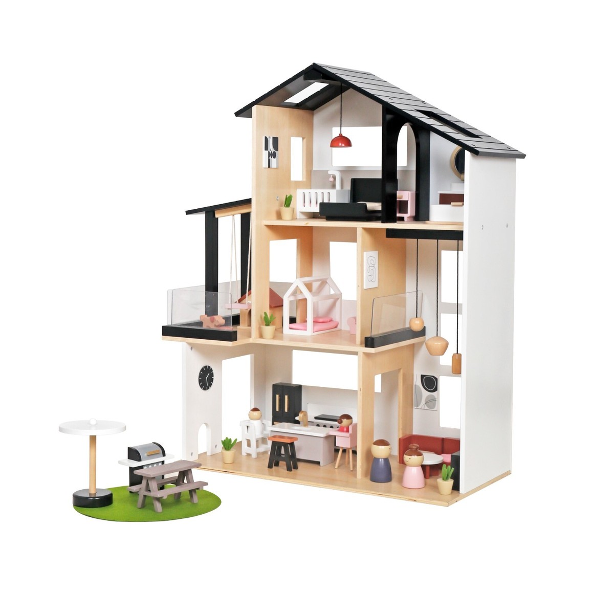 Modern Villa Kids Storey Doll House With Furniture Accessories