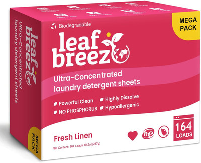 Laundry Detergent Sheets Fresh Scent Eco Friendly 164 Loads for Travel & Home - 