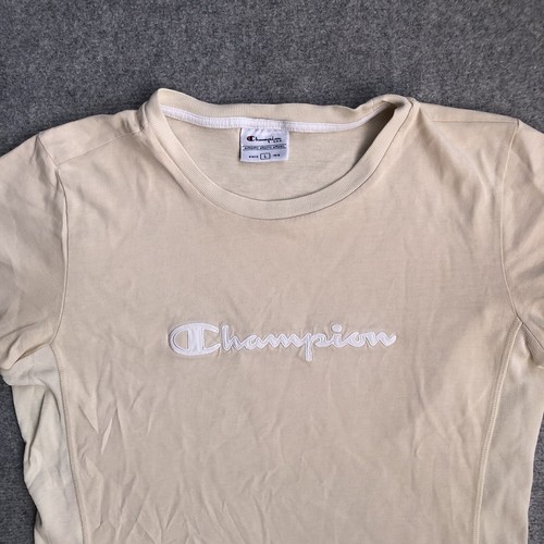CHAMPION Damen T-Shirt Kurzarm Gr. L Top Bluse Logo A10702 Beige - Bild 2 von 9