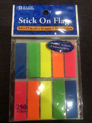Bazic stck on flags 5154 250 flags 0.5 by 1.7 inch 