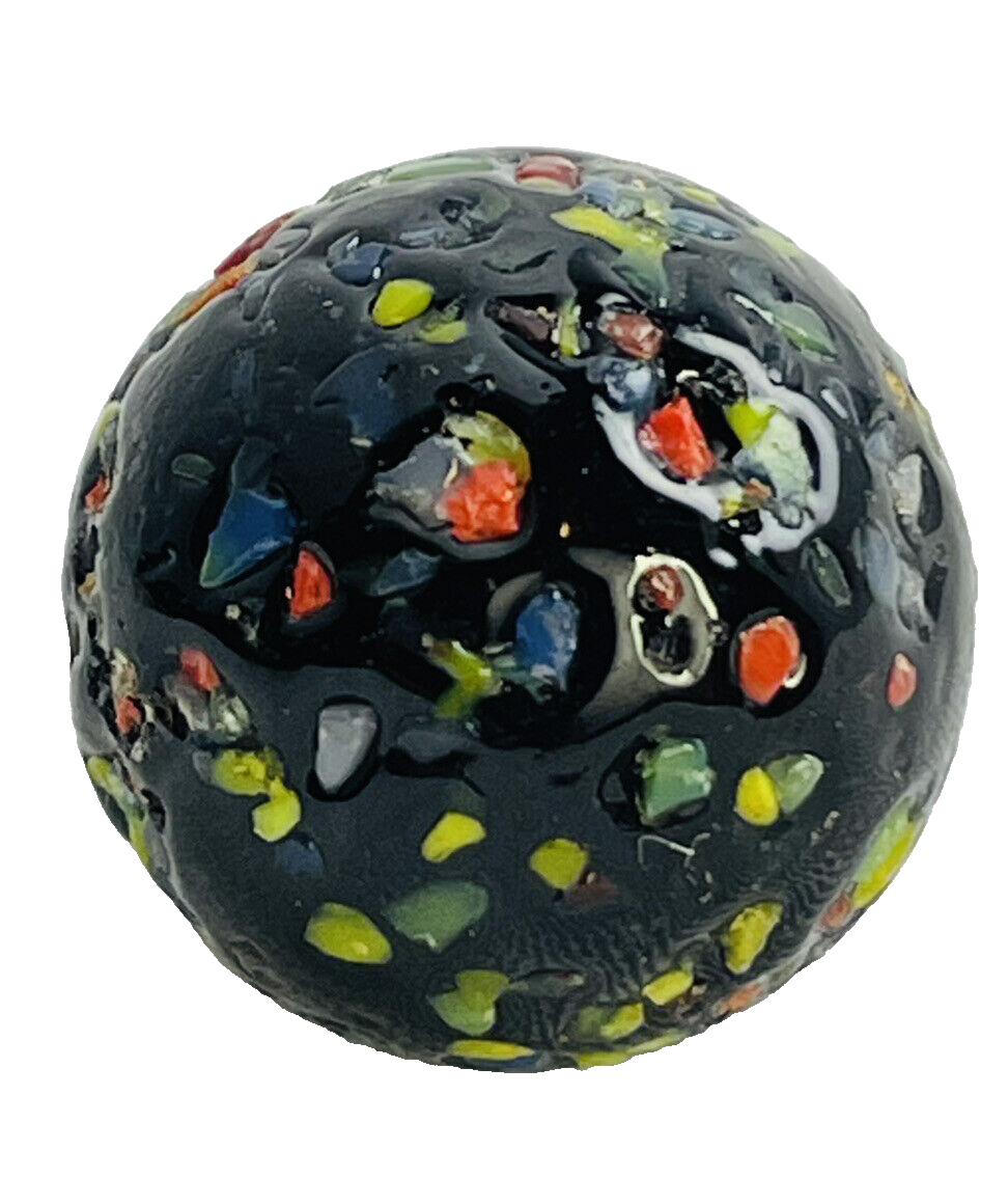 Glitter Bomb Glass Marble Black 16 mm Rough Surface Single