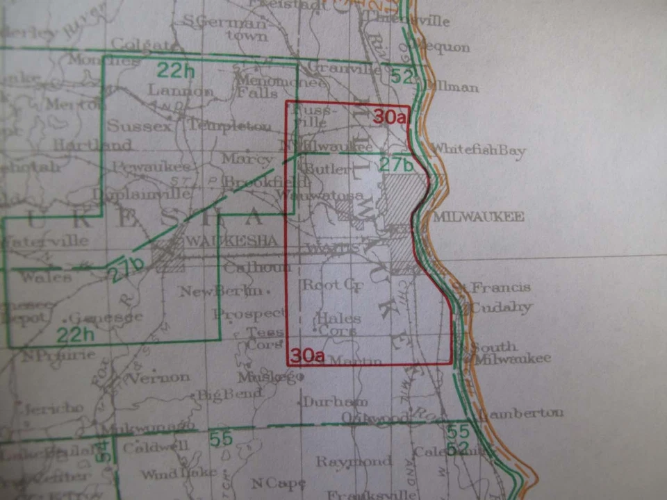 Геологическая сложенная геологическая карта индекс Wisconsin Green Bay LaCrosse Milwaukee 1953 - Изображение 3 из 4