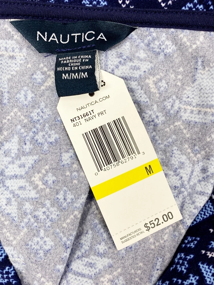 Camisa de dormir mediana Nautica vestido PJ salón poliéster franela ancla copo de nieve Foto 4 de 4