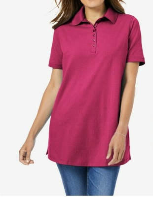 New Woman Within Perfect Short Sleeve Polo Shirt Size 4x 34 36 Raspberry X 5 Ebay