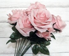 Blush Rose Bouquet Artificial Silk Flower 9 Heads Bush Home DIY Wedding