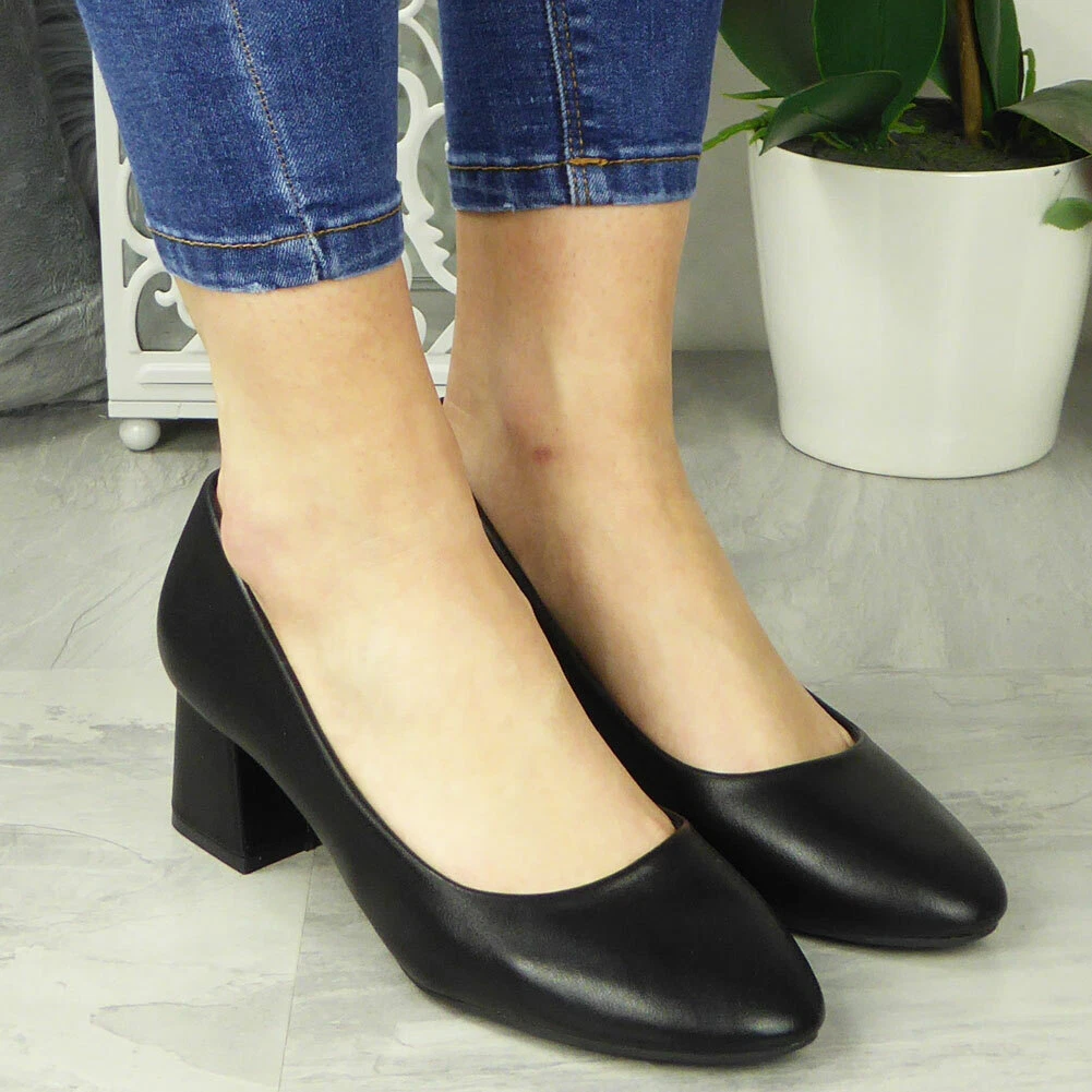 Court Shoes Casual Ladies Heel Work Office Party Smart Dress