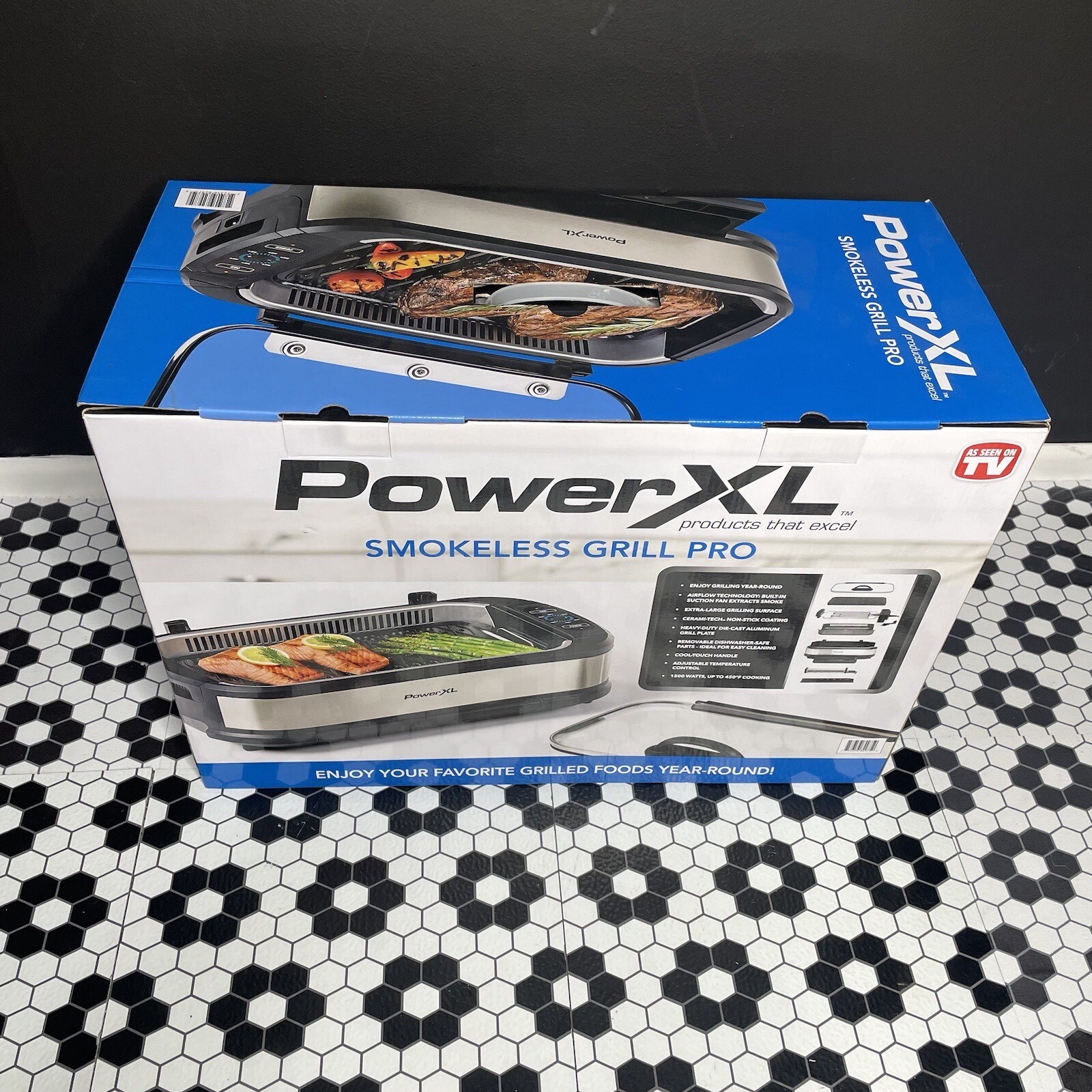 NEW Power XL Indoor Smokeless Grill Pro 1500 Watts 450 Degrees