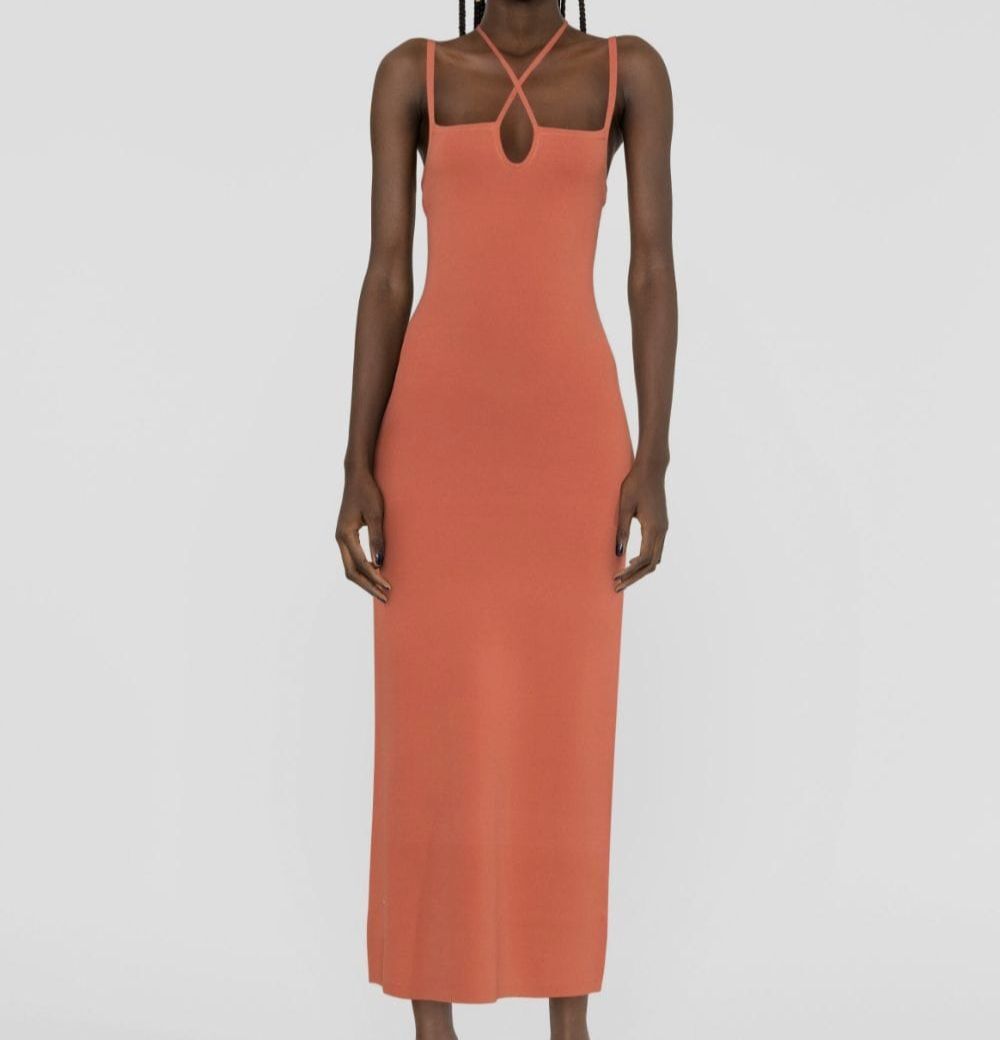 sir orange dress SIR Isla open-back draped silk crepe de chine gown