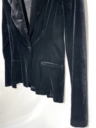 Women’s Velvet Blazer Black Luly K New York City Medium One Button, USA (NOS) - Picture 7 of 12