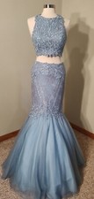 Colette Prom,Formal, Evening Dress Size 6 Light Blue Mermaid 2 Piece,EUC