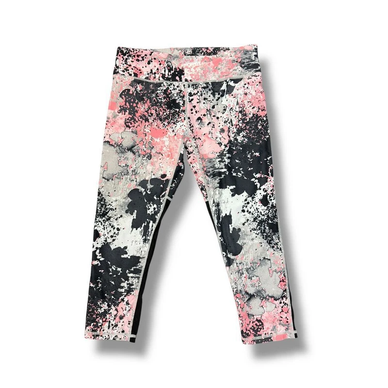 fabletics black splatter print athletic workout capri leggings
