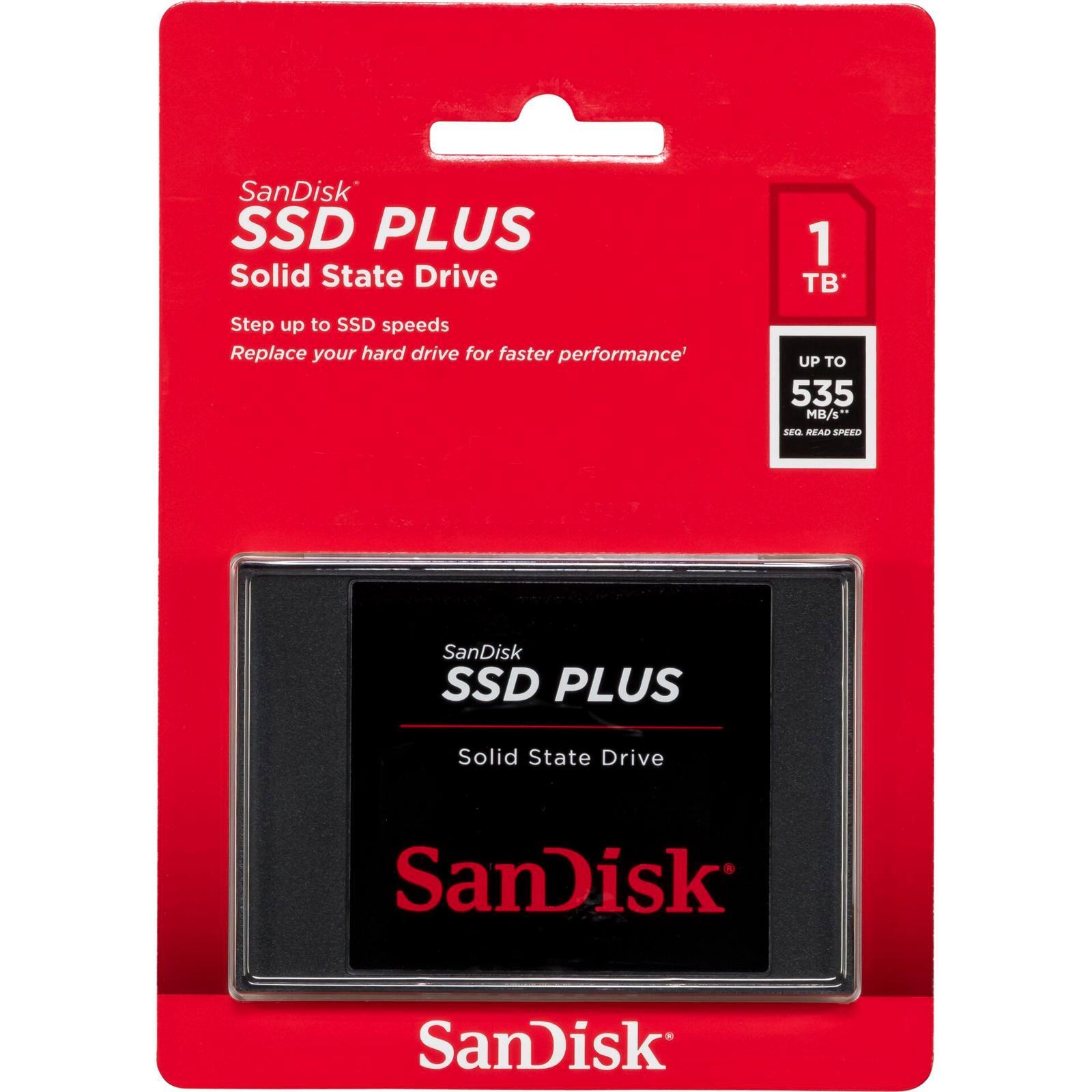 SanDisk SSD Plus 1 ТБ, скорость чтения 535 МБ/с. SSDSSDA-1T00-G27 SSD Festplatte