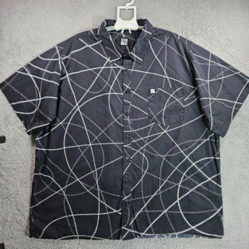Hawaii's Finest HI Shirt Men 5X Logo Button Down Short Sleeve Geometric Black