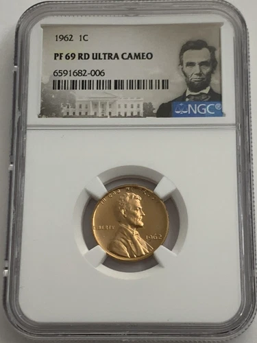 1962 NGC PF69 RD ULTRA CAMEO RED PROOF LINCOLN MEMORIAL PENNY 1C PORTRAIT POP 46