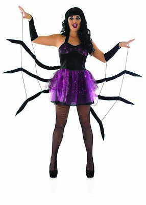 Women`s Spider Costume Ladies Black Widow Halloween Fancy Dress Size S - L  | eBay