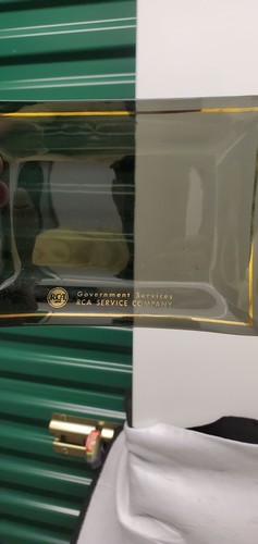 Rca Government Services Plate smoked glass 1960s gold trim - Picture 5 of 11