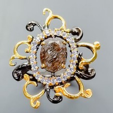 Handmade Natural Rutilated Quartz Ring 925 Sterling Silver Size 7 /B-R2612