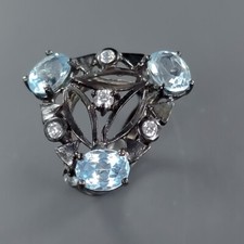 Natural Blue Topaz Ring 925 Sterling Silver Size 7 /B-R2238