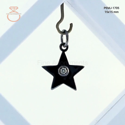 Natural Diamond Sterling Silver STAR Charm Pendant Handmade Vintage Look Jewelry - Video 1 of 1