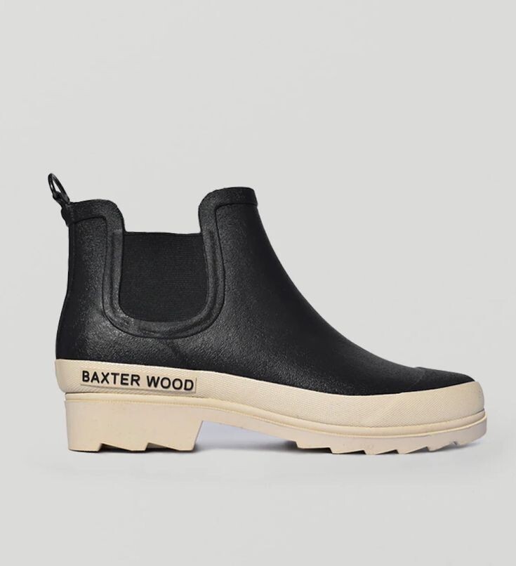 Baxter Wood Hevea Chelsea Rain Boots Black White Size 10  display picture 1