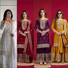 WEDDING SHARARA SALWAR KAMEEZ SUIT WOMEN INDIAN PAKISTANI KURTI PLAZZO EID