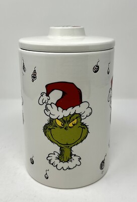 Dr. Seuss How the GRINCH Stole Christmas Ceramic Canister Cookie Jar NEW