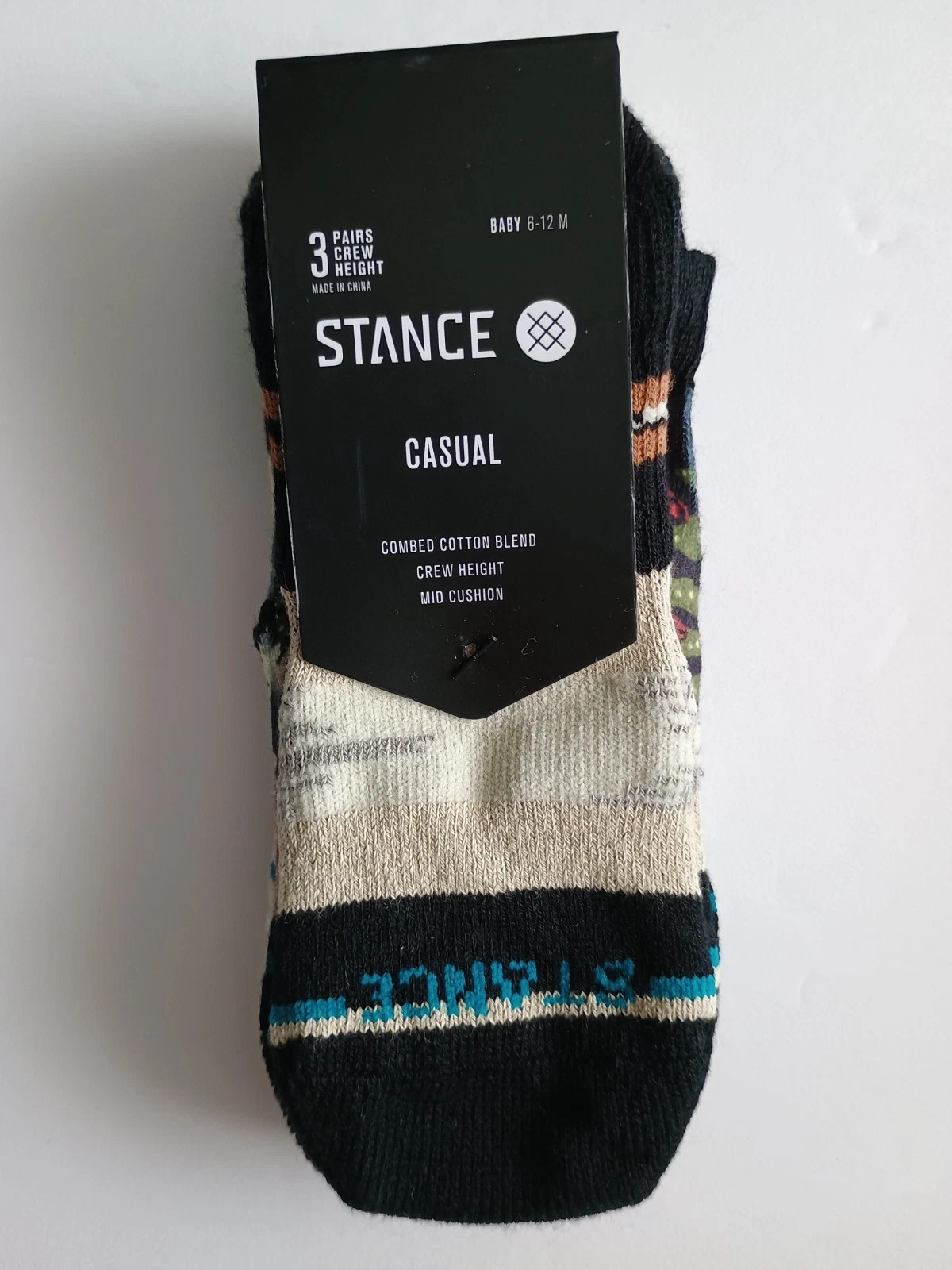 Stance Casual Crew Height 3 pairs Baby Socks - Trailbound - Black - Size: 6-12M