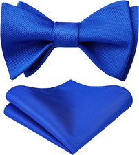 Bow Ties for Men Solid Color Self Tie Bow Tie Pocket Square Set Classic Formal S