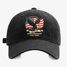 USA 250th Anniversary Bald Eagle Patriotic Unisex Washed Dad Hat