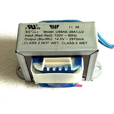 Power Transformer in~120VAC / 60 Hz , out :   ~14.5 VAC / 2.97 A