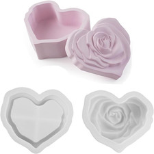 Heart Jar Resin Mold with Rose Lid, Heart Rose Storage Box Molds Jewelry Trinket