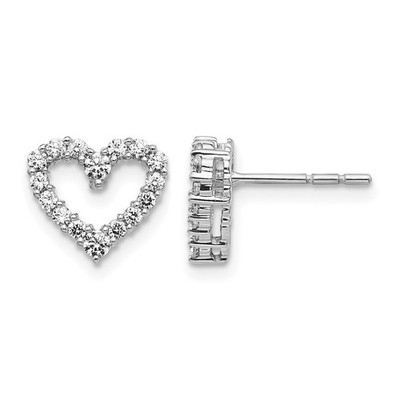 10 Karat Weißgold 1/2 kt im Labor gezüchteter Diamant komplett Herz Ohrstecker 1,24 gm