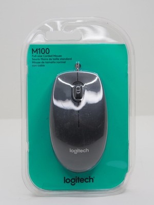 Logitech M100 corded USB optical mouse office business home schoolwork (e)