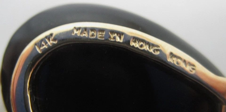 Colgante Corazón Diamante Madreperla y Ónix Oro Amarillo 14k Vintage COMO NUEVO Foto 4 de 4