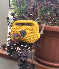 Borsa  borsetta mini bag uncinetto gialla
