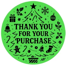 2" Christmas Thank You Stickers Round Labels for Packaging & Gifts
