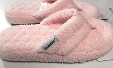 ISOTONER Joey Cozy Plush Thong Slippers Size LG 8.5-9 Evening Sand Retail 32