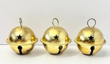 Vtg Gold Colored Jingle Bell Christmas Ornaments 2.5" x 3" - Lot of 3