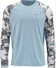Simms Fishing Solarflex Crewneck LS Shirt Hex Camo GryBl Performance 50UPF SALE!