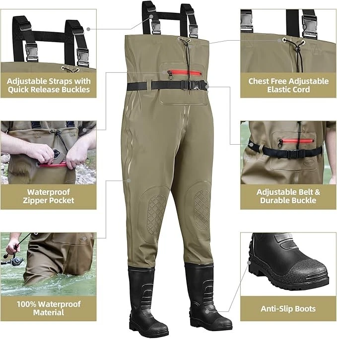 Fishing Waders for Men with Boots, Chest Waders, PVC Waterproof Waders for Hunti - Image 4 of 4