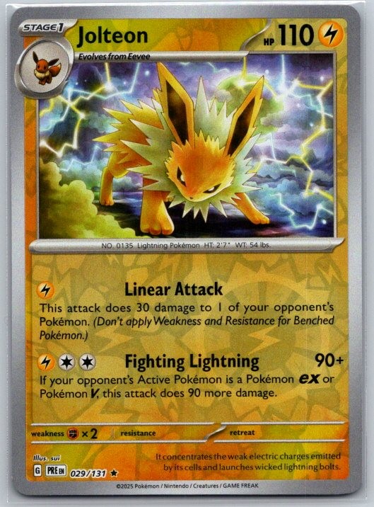 Jolteon 029/131 Rare Prismatic Evolutions Pokemon Reverse Holo Near Mint