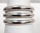 Vintage Handmade 925 Sterling Silver Fixed Stack Triple-Row Band Ring Size: 6.5