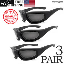 1/3 Pairs Padded Foam Safety Wind Resistant Sunglasses Motorcycle Riding Glasses