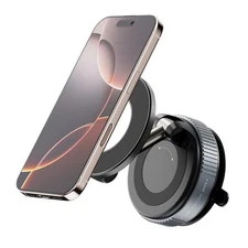 Magnetic 360° Car Phone Holder – Strong Vacuum‑Lock Suction Cup | Dashboard & 