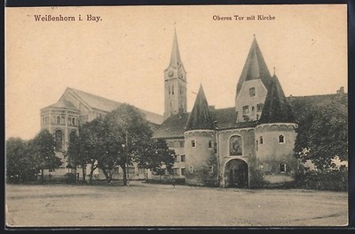 Ansichtskarte Weißenhorn i. Bay., Oberes Tor mit Kirche 1926 