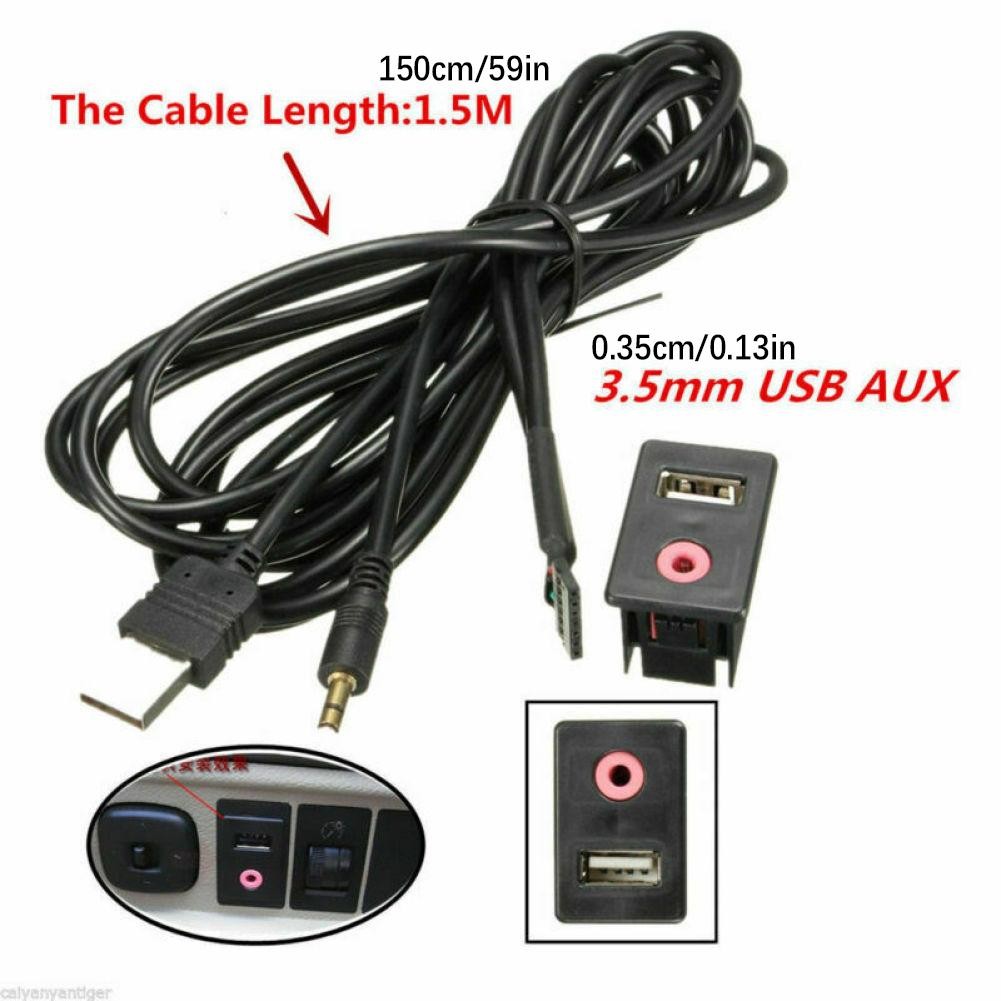3.5mm Car Boat Audio USB AUX Adapter Dash Flush Mount Panel With 1.5M ...