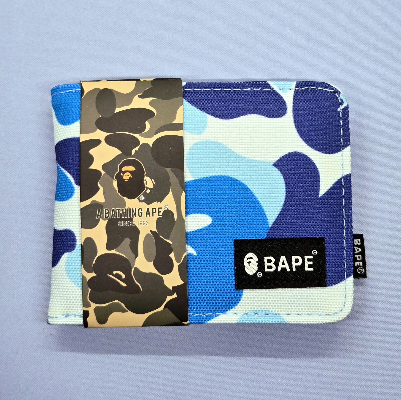 BAPE A Bathing Ape Bifold Wallet Japan Streetwear Blue NEW