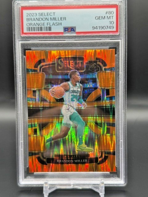 2023 Panini Select Brandon Miller Orange Flash PSA 10! GEM #80 Hornets