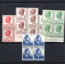 AUSTRALIA , KING GEORGE VI, 1951, COMPLETE IMPRINT SET OF 5. Scv £24.00
